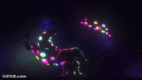 Person With Glowing Eyes On Purple Background GIF