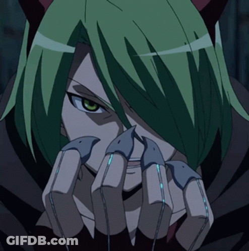 Person With Green Hair And Black Gloves GIF
