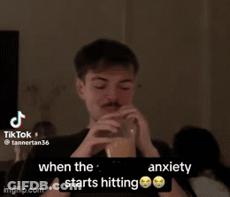 Person With Hat And Anxiety Caption GIF
