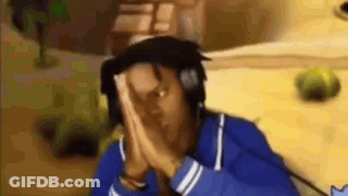 Person With Headphones Covering Face With Hands GIF
