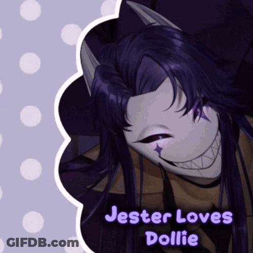 Person With Horns Jester Loves Dollie GIF