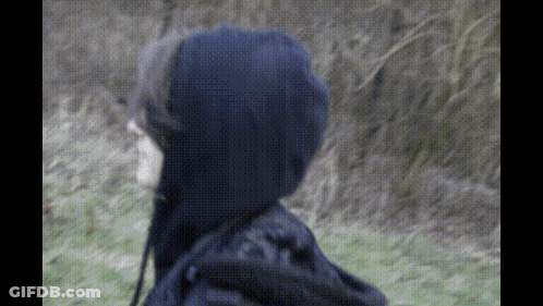 Person With Long Black Hair In Black Hoodie GIF