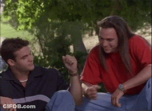 Person With Long Hair Next To Short-Haired Character GIF