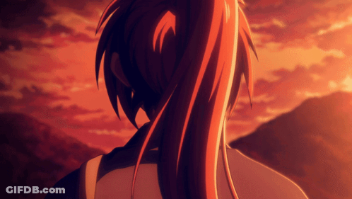 Person With Long Red Ponytail Looking At Sunset GIF
