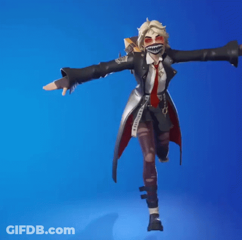 Person With Mask Arms Outstretched Blue Background GIF