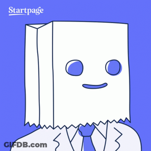 Person With Paper Bag On Head Saying Startpage GIF