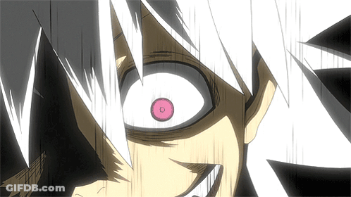 Person With Pink Eye And Black Hair GIF