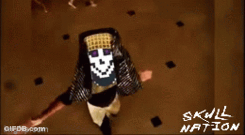 Person With Pixelated Skull On Back And Skull Nation GIF