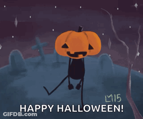 Person With Pumpkin Head Happy Halloween GIF