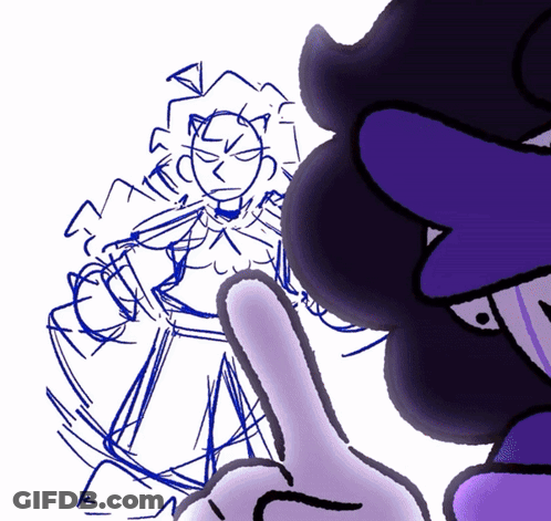 Person With Purple Hair And Hand Pointing GIF