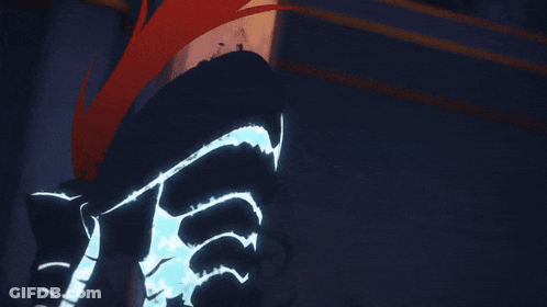 Person With Red Cape And Blue Glow GIF