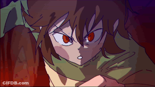 Person With Red Eyes And Green Shirt GIF