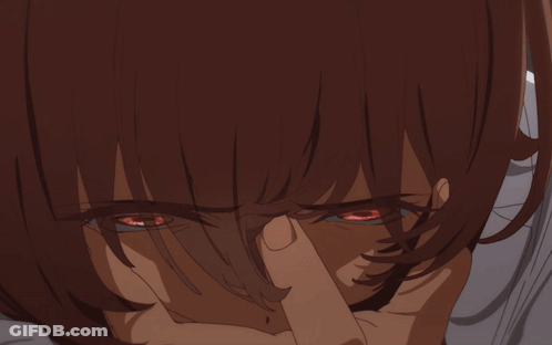 Person With Red Eyes Covering Face GIF