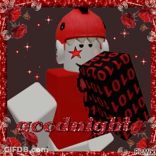 Person With Red Hat And Headphones Says Goodnight GIF