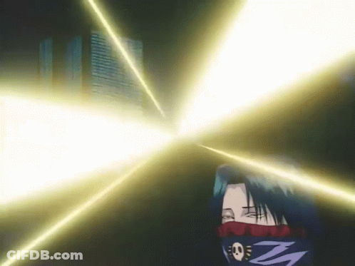 Person With Skull Face Surrounded By Glowing Lights GIF