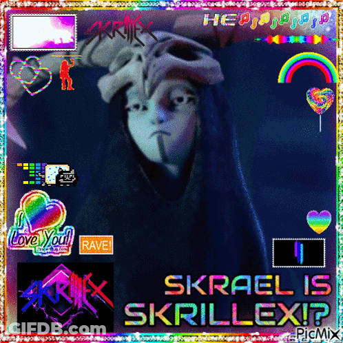 Person With Skull Head Saying Skraxel Is Skrillex GIF