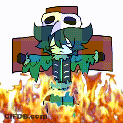 Person With Skull Head Surrounded By Flames GIF