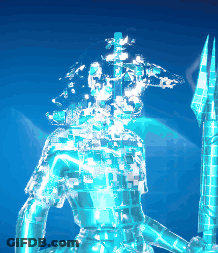 Person With Sword Blue Background GIF