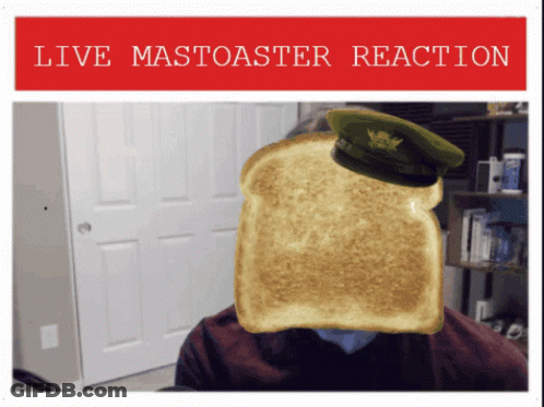 Person With Toast In Front Of Face Live Mastoaster Reaction GIF