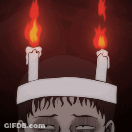 Person With Two Candles On Head GIF