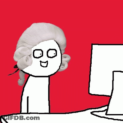 Person With Wig Looking At Computer Monitor GIF