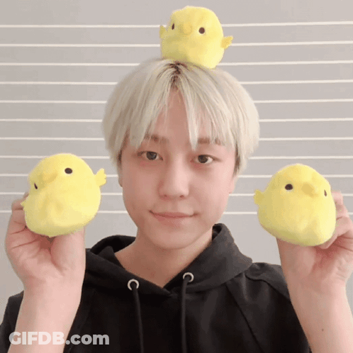 Person With Yellow Stuffed Duck On Head GIF