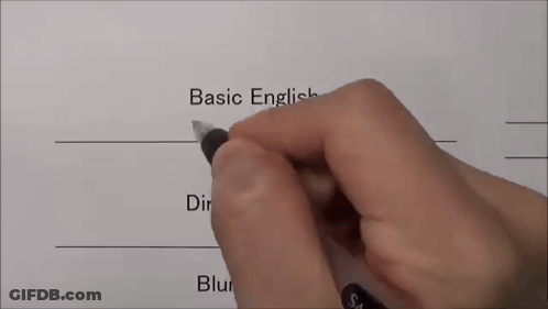 Person Writing Basic English On Paper GIF