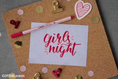 Person Writing Girls Night With Pink Marker GIF