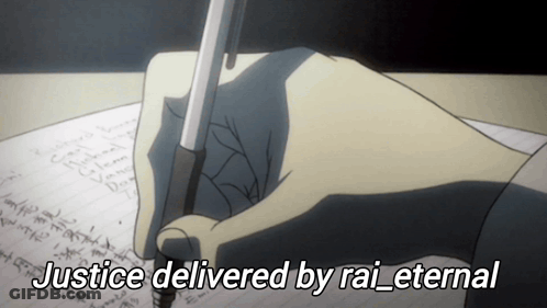Person Writing Justice Delivered By Rai_eternal GIF