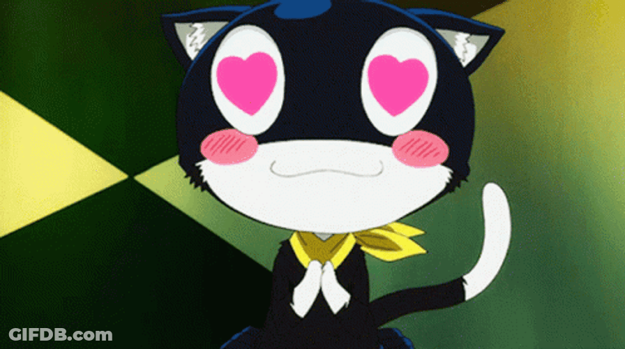 Persona 5 Strikers Mona Cat  With Heart Eyes GIF
