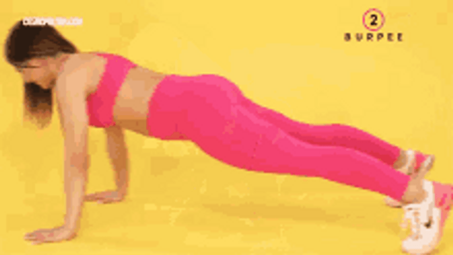 Personal Trainer Jillian Michaels Doing Burpee Exercise GIF