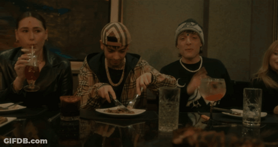 Peso Pluma Inside Dining Table GIF