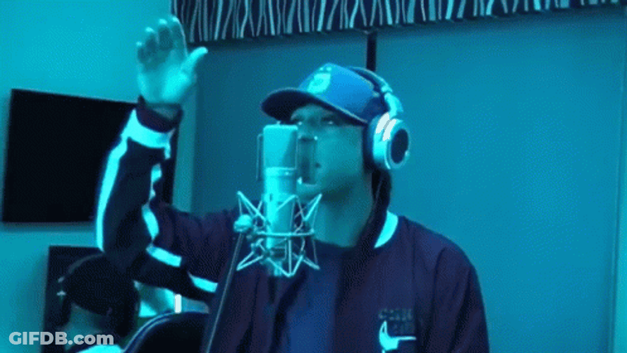 Peso Pluma Singing And Recording On Blue Room GIF