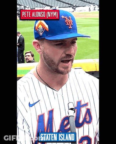 Pete Alonso Mets Player Wearing Blue Cap GIF