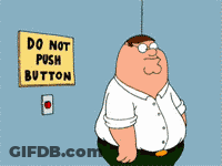 Peter Griffin And A Man In A Karate Uniform Are Standing Next To Each Other In Front Of A Do Not Push Button Sign GIF