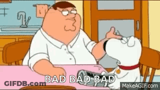Peter Griffin And Brian Sitting At Table With Dog GIF