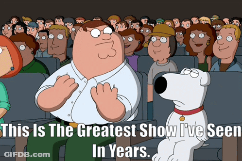 Peter Griffin And Brian Sitting In Front Of Crowd GIF