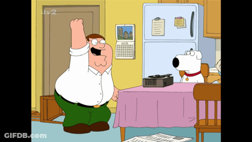 Peter Griffin And Brian Standing In Front Of Refrigerator GIF