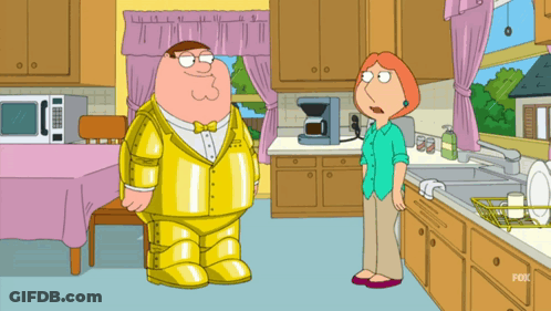 Peter Griffin And Lois Griffin Are Standing In A Kitchen GIF