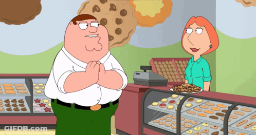 Peter Griffin And Lois Griffin In A Cookie Shop GIF