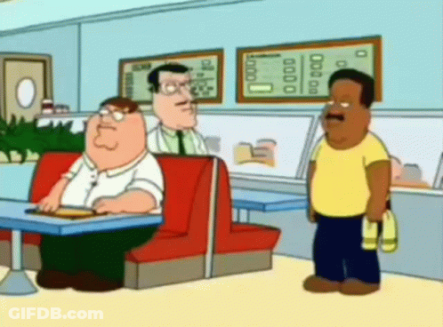 Peter Griffin At Diner With Man Standing GIF
