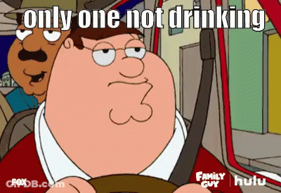 Peter Griffin Driving Car Saying Only One Not Drinking GIF