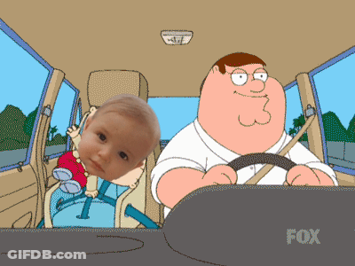 Peter Griffin Driving Car With Baby GIF