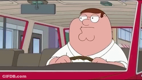 Peter Griffin Driving Red Car GIF