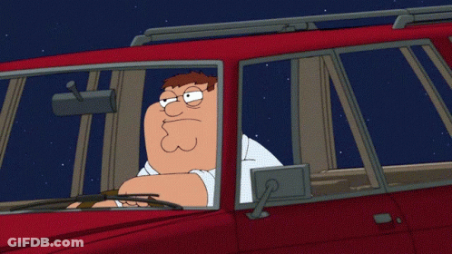Peter Griffin Driving Red SUV At Night GIF