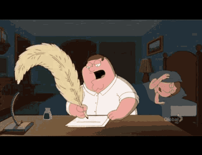 Peter Griffin Family Guy Writing Quill GIF