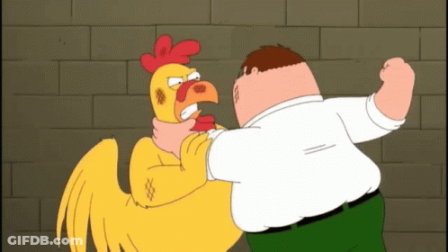 Peter Griffin Fighting Yellow Rooster GIF