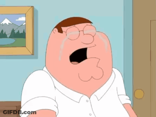 Peter Griffin From Family Guy Crying With A Picture Of Mountains In The Background GIF