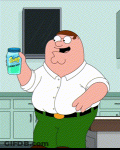 Peter Griffin From Family Guy Is Holding A Bottle Of Sprite GIF