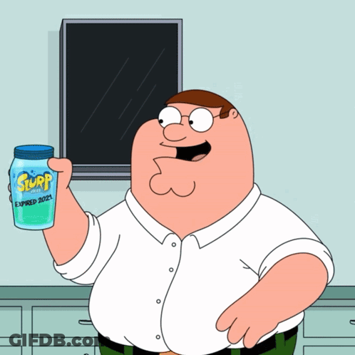 Peter Griffin From Family Guy Is Holding A Can Of Sturp Soda GIF